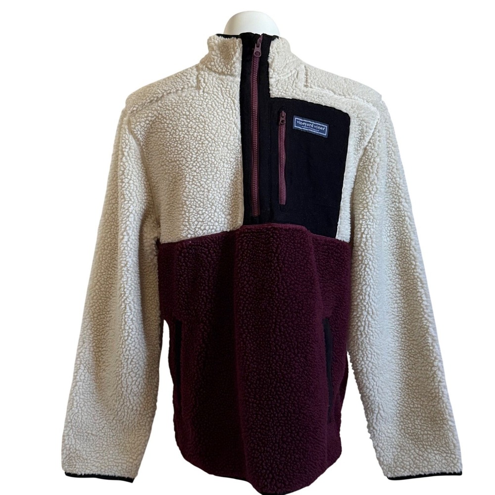 Vineyard Vines SuperShep Fleece‎ Colorblock Quarter Zip Pullover Mens L Large